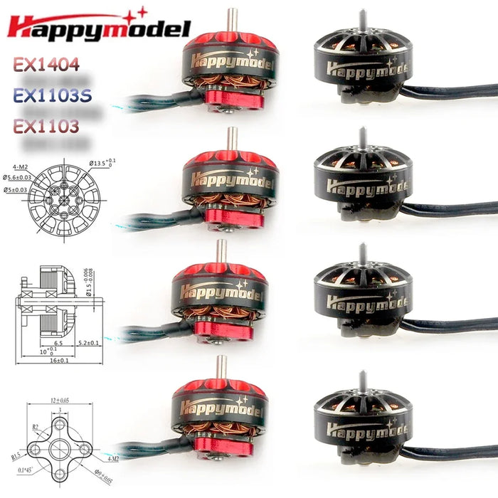 4PCS HappyModel EX1404 1404 EX1103S EX1103 1103 Brushless Motor for RC FPV Toothpick Racing Crux35 Micro Long Range LR4 Drone