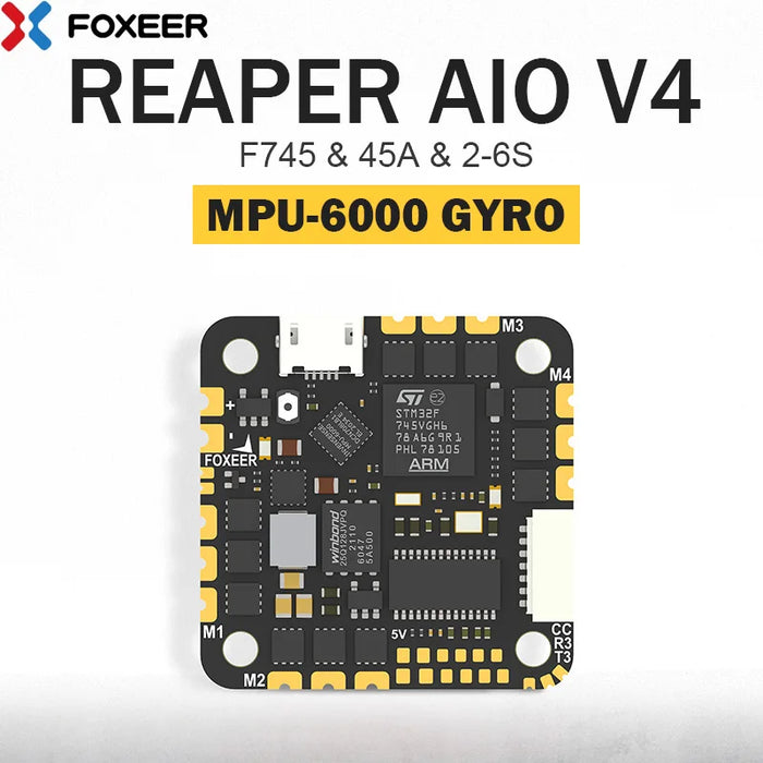 Foxeer Reaper F745 AIO V4 F7 Flight Controller MPU6000 45A BLS ESC 2-6S Dshot 25.5*25.5mm for RC FPV Racing Drone