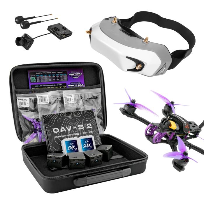 Beginner DIY FPV Drone Bundle - QAV-S 2 Bardwell SE 5 with Fat Shark Dominator HD Goggles and Walksnail Avatar HD Pro
