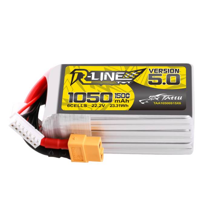 Tattu R-Line V5.0 1050mAh 6S 150C LiPo Battery - XT60